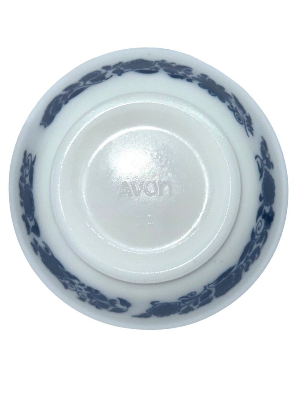 Vintage 1970s Avon Milk Glass Pitcher and Basin with Deft Blue Floral Pattern - Picture 8 of 8